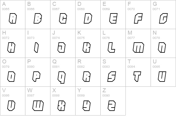 Zipper blues Outline uppercase A-Z preview
