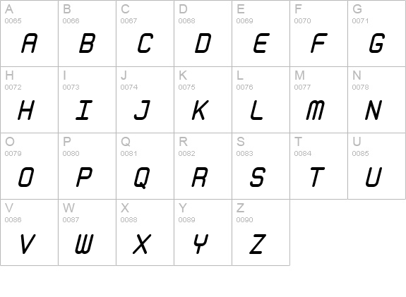 Zolan Mono BTN BoldOblique uppercase A-Z preview