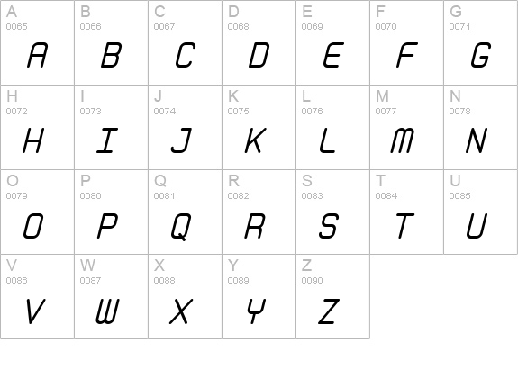 Zolan Mono BTN Oblique uppercase A-Z preview