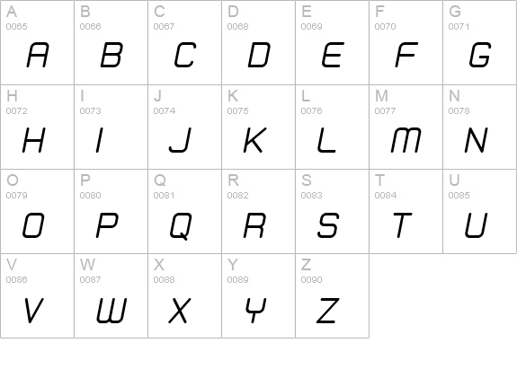 Zolano Sans BTN Oblique uppercase A-Z preview