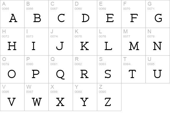 Zolano Serif BTN uppercase A-Z preview