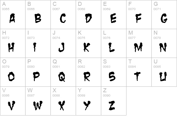 Zombie Guts uppercase A-Z preview