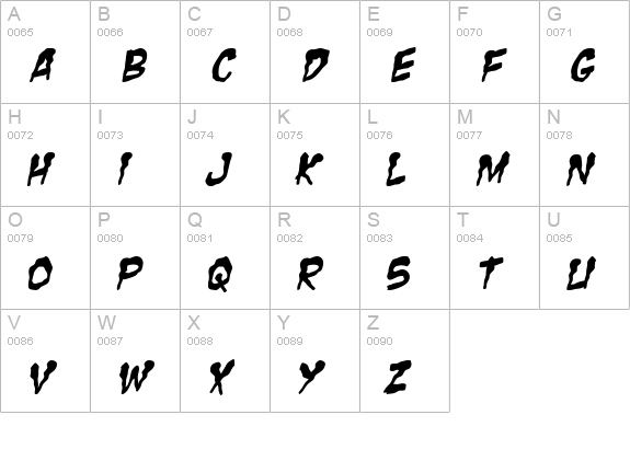 Zombie Guts Italic uppercase A-Z preview