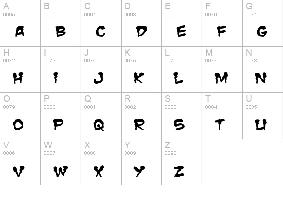 Zombie Guts Squished uppercase A-Z preview
