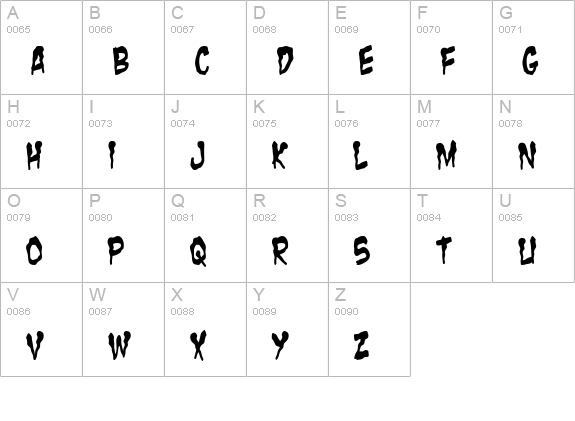 Zombie Guts Yanked uppercase A-Z preview
