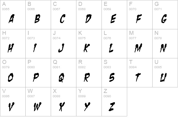 Zombie Guts Yanked Italic uppercase A-Z preview