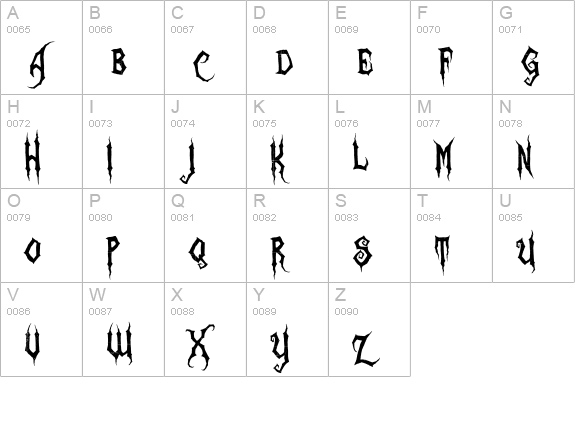 Zombie Holocaust uppercase A-Z preview