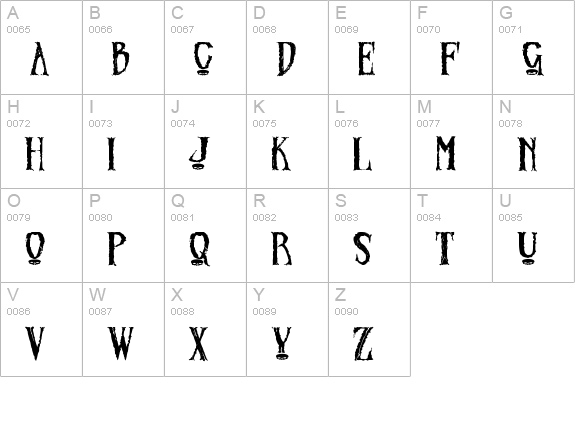 Zombified uppercase A-Z preview