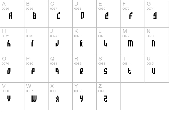 Zone Rider uppercase A-Z preview