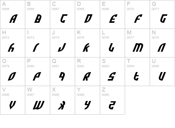 Zone Rider Exp Italic uppercase A-Z preview