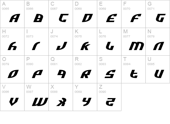 Zone Rider Ultra ExpItalic uppercase A-Z preview