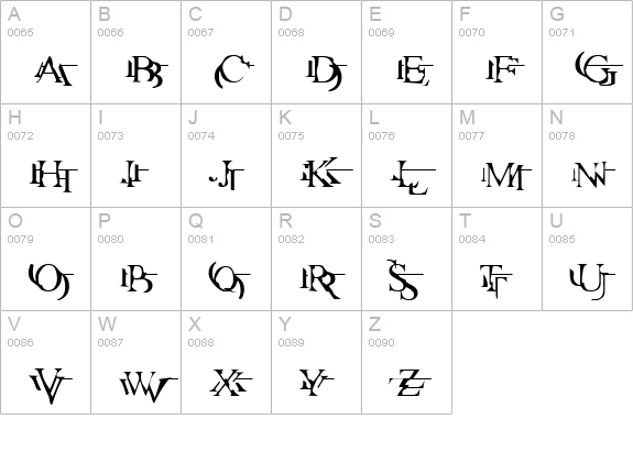 Zone23_zazen matrix uppercase A-Z preview