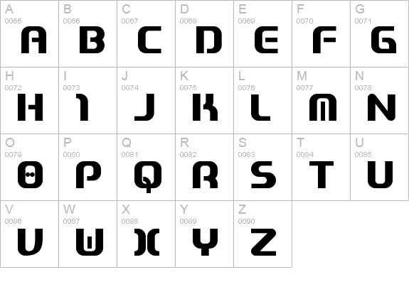 Zone99 uppercase A-Z preview