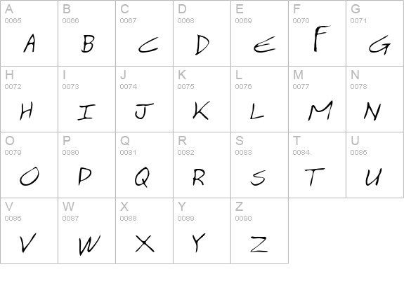 ZonkersHand uppercase A-Z preview