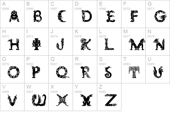 Zoomorphica uppercase A-Z preview