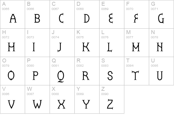 Zoroaster-Regular uppercase A-Z preview