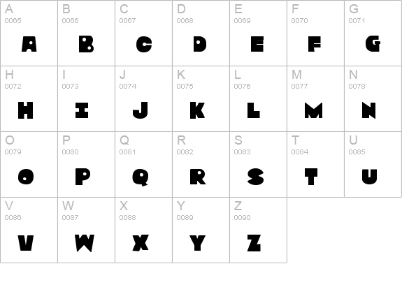 Zounderkite uppercase A-Z preview