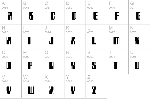 Zyborgs Condensed uppercase A-Z preview