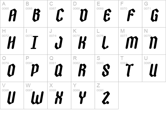 Zygoth uppercase A-Z preview