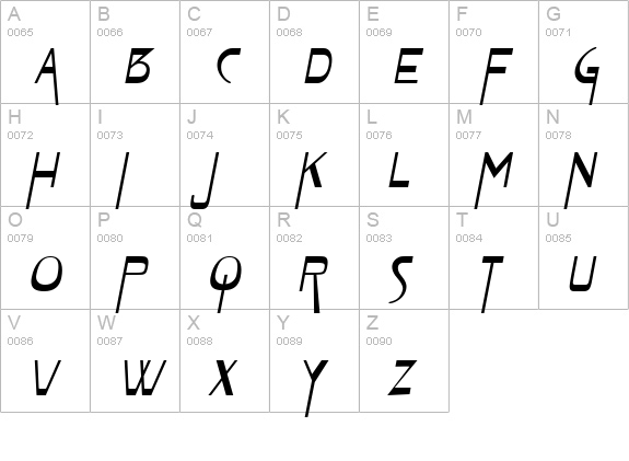 Zyme Oblique uppercase A-Z preview