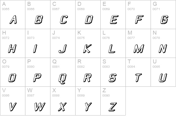 Zyphyte Offset Oblique uppercase A-Z preview