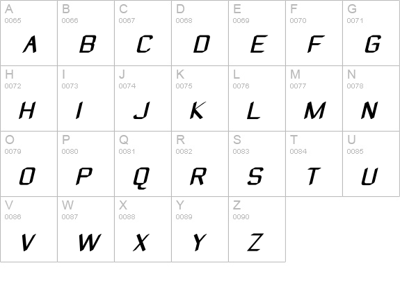 ZyphyteOblique uppercase A-Z preview
