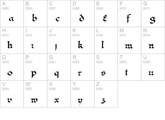Zypresse uppercase A-Z preview