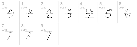 AbcCursiveArrowDotted numbers 0-9 preview