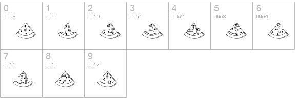 Accent Watermelon numbers 0-9 preview