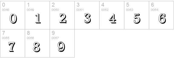 AccoladeShadow-Regular numbers 0-9 preview