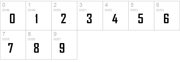AgencyFB-Bold numbers 0-9 preview