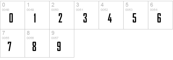 AgencyFB-BoldCondensed numbers 0-9 preview