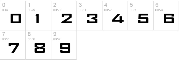 AgencyFB-BoldExtended numbers 0-9 preview