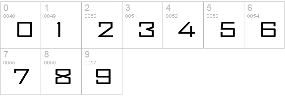 AgencyFB-RegularExtended numbers 0-9 preview