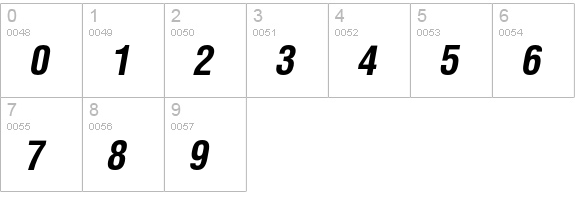 AGLettericaCondensed BoldOblique numbers 0-9 preview