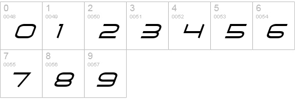 Air Flow BTN Lt Oblique numbers 0-9 preview