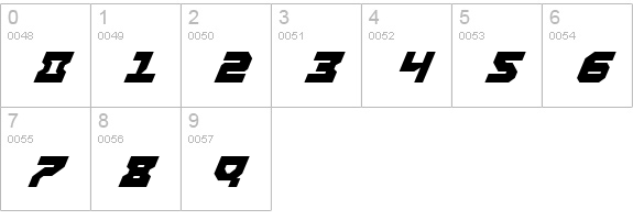 Airacobra Italic numbers 0-9 preview
