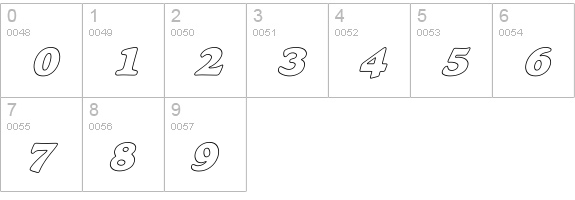 Alfredo Heavy Hollow Italic numbers 0-9 preview