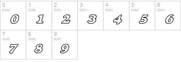 Alfredo Heavy Hollow Wide Bold Italic numbers 0-9 preview