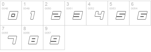 Almanaque Outline Italic numbers 0-9 preview