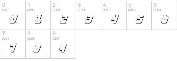 Alpha Taurus 3D Italic numbers 0-9 preview
