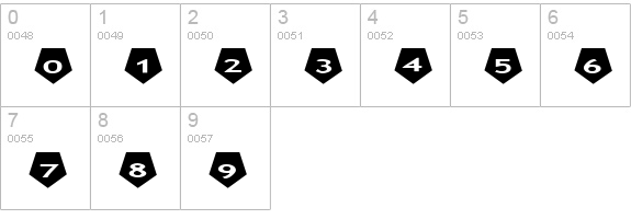 AlphaShapes pentagons 2 numbers 0-9 preview