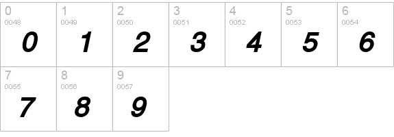Alps Bold Italic numbers 0-9 preview