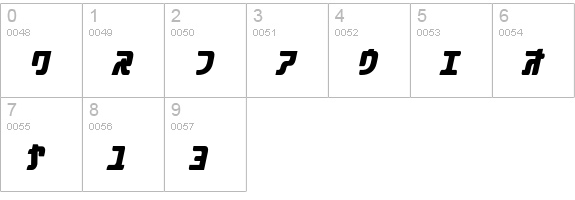 Aquasky20KAT-Italic numbers 0-9 preview