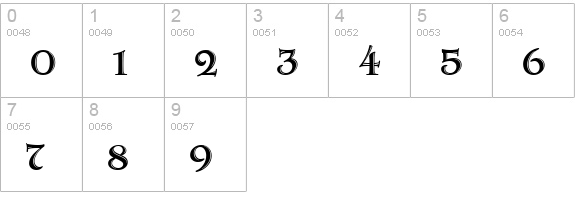 Aquitaine Initials ICG numbers 0-9 preview