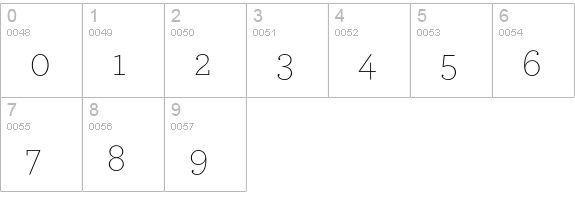ArcherPro Extra Light numbers 0-9 preview