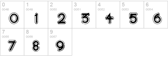 area OUTLINEe numbers 0-9 preview