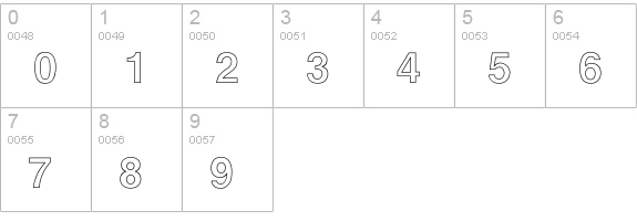 Arena Outline numbers 0-9 preview