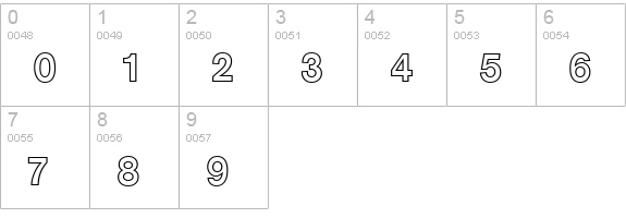 Arezzo-Outline-Regular numbers 0-9 preview