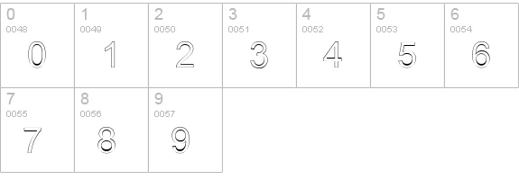 Arialic Hollow numbers 0-9 preview